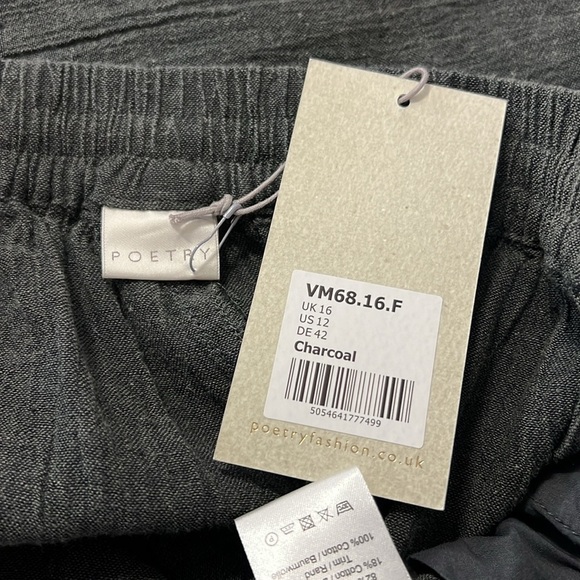 Poetry NWT Charcoal Linen/Cotton Tapered Pant Size US12 - Picture 7 of 11